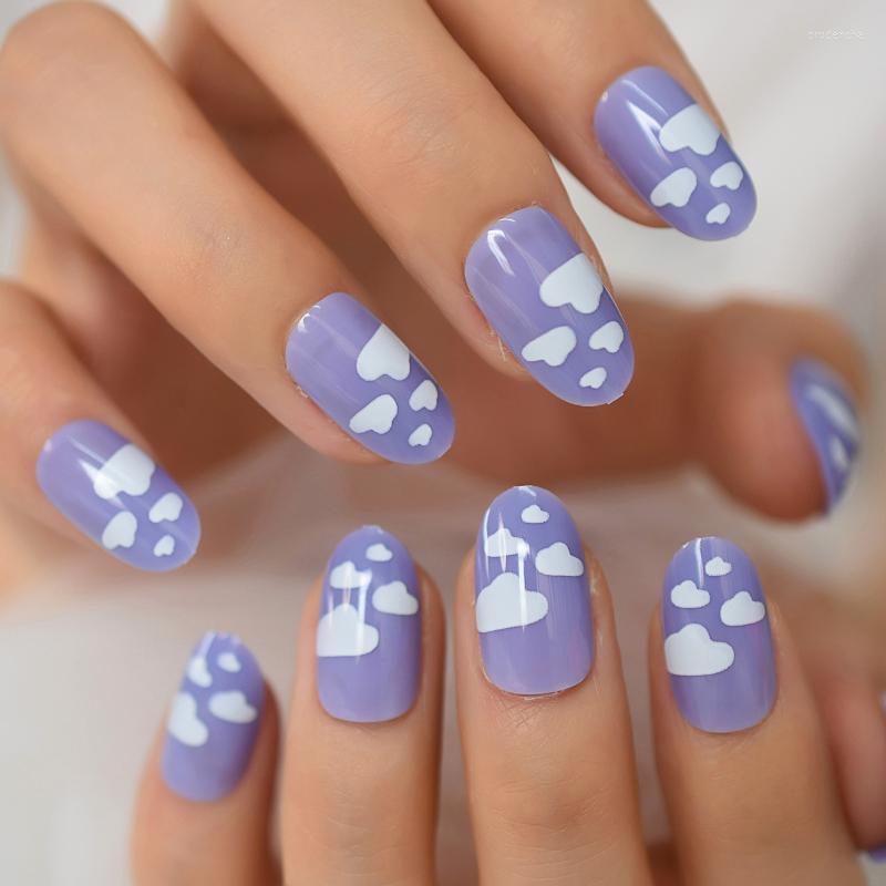 False Nails White Cloud Fake Bule Sky Press On Pre Design Full Cover Oval Glossy Artificial Nail Short For Women Prud22, L5975
False Nails White Cloud Fake Bule Sky Press On Pre Design Full Cover Oval Glossy Artificial Nail Short For Women Prud22, L5975