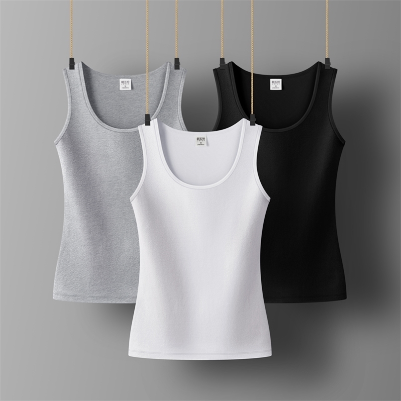 Women Clothing Sleeveless Summer Tops For Woman Cottton Casual T-shirts O-NECK Tank for girls Solid Clothes Lady 220316