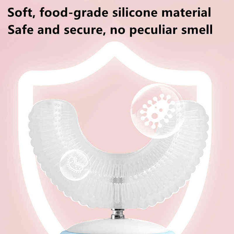 Toothbrush Sonic Children Electric Toothbrush Kids U-shaped 360 Degrees Silica Gel Usb Charging Ultrasonic Smart 0511