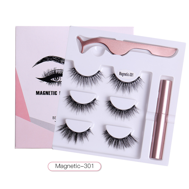 Thick Natural Magnetic False Eyelashes Soft Light No Glue Needed Fake Lashes Hand Made Reusable Multilayer Eyelashes Extensions with Eyeliner Tweezer