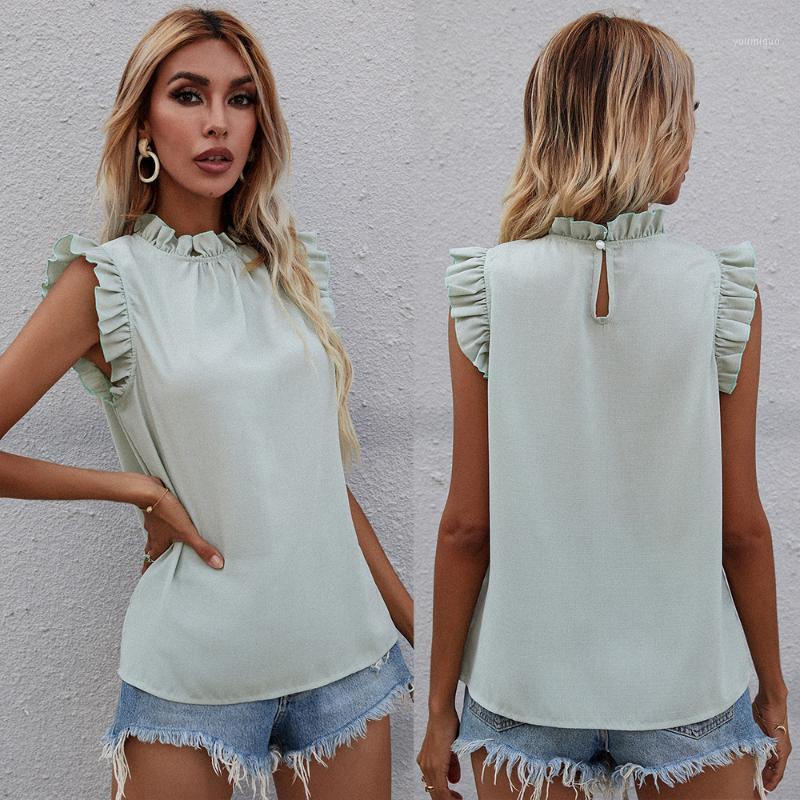 Women' Blouses & Shirts 2022 Women Summer Streetwear Solid Color Blouse Casual Beading O Neck Ruffle Sleeveless Slim Pullover Top, Green
Women' Blouses & Shirts 2022 Women Summer Streetwear Solid Color Blouse Casual Beading O Neck Ruffle Sleeveless Slim Pullover Top, Green