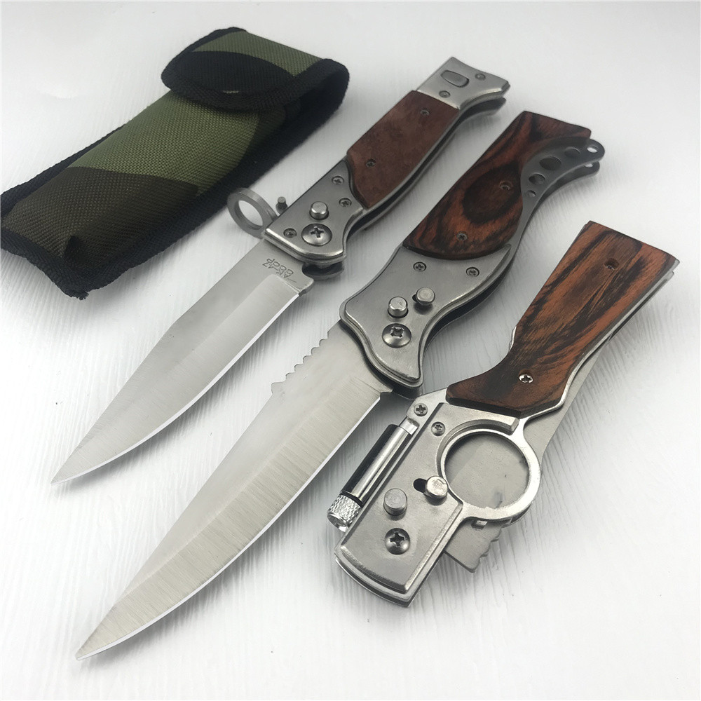 tactical AUTO folding knife with light 440C blade wood handle outdoor hunting camping combat EDC pocket knives survival hand tools
tactical AUTO folding knife with light 440C blade wood handle outdoor hunting camping combat EDC pocket knives survival hand tools