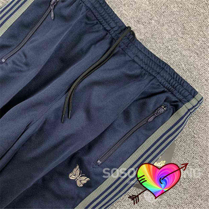 2022 Needles Pencil Pants Men Women High Quality Leg Zipper Needles Pants Butterfly Embroidered Double Stripe Trousers T220803 - view 4