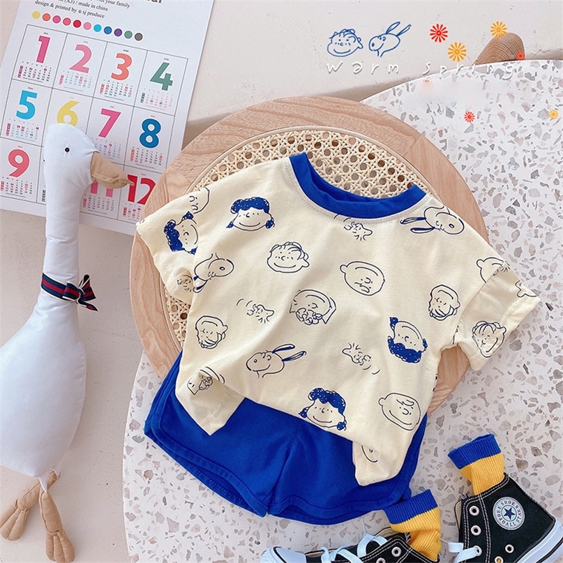 MI Summer Kids Cotton Sets Cartoon Tee and Shorts 2Pcs Casual Boys Suit Baby Girls Clothes 220616, Blue
MI Summer Kids Cotton Sets Cartoon Tee and Shorts 2Pcs Casual Boys Suit Baby Girls Clothes 220616, Blue