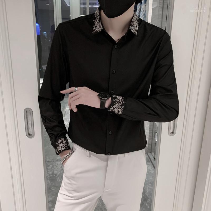 Men's Casual Shirts Luxury Noble Embroidery Shirt Men High Quality Long Sleeve Business Dress Blouses Man Fashion Slim Fit Vintage Clothes E, Black
Men's Casual Shirts Luxury Noble Embroidery Shirt Men High Quality Long Sleeve Business Dress Blouses Man Fashion Slim Fit Vintage Clothes E, Black
