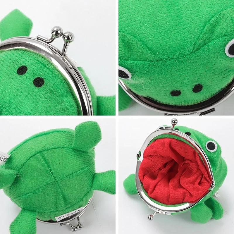 20Pcs/Lot Frog Wallet Coin Purse Keychain Anime Plush Cartoon Flannel Key Holder Cosplay Toy School Prize Wholesale 220411