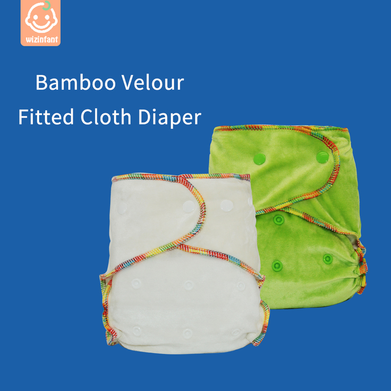 WizInfant Bamboo Velour Fitted Cloth Diaper AI2,Onesize, No Synthetic Material Touch Baby's Skin,Birth to Potty /5-18kg Baby 220512