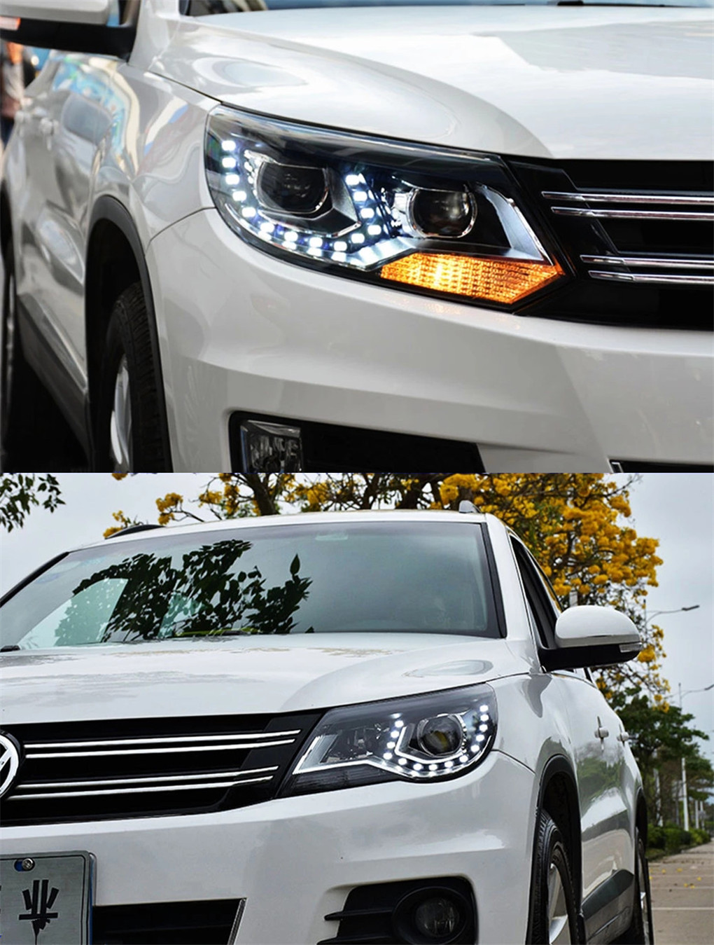 Car Styling For VW Tiguan 2007-2012 LED Headlight DRL Fog Lamp Turn Signal Light Low And High Beam Angel Eyes Projector Lens