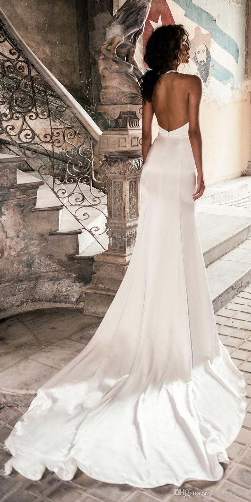 Beach Greek Mermaid Wedding Dresses 2022 With Wrap Cape satin crepe modern Halter Sweep Train bohemian Garden Bridal Gowns