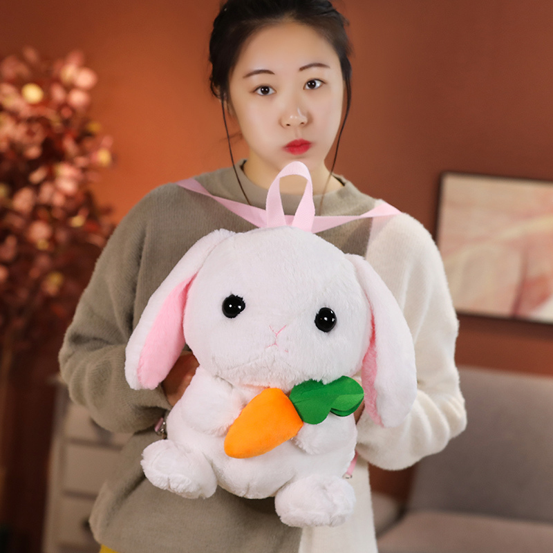 Backpacks Kawaii Rabbit Bunny Shoulder Backpack Crossbody Bag Coin Purse Messenger Bags Cute Plush Toys Girls Kids Children Birthday Gifts 220913