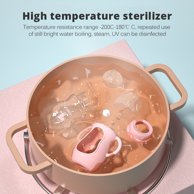 Baby bottle Glass Dual Use and Children Drinking Cup Bottle Grip Handle for Natural Wide Mouth PP Glass Silicone handle 220512