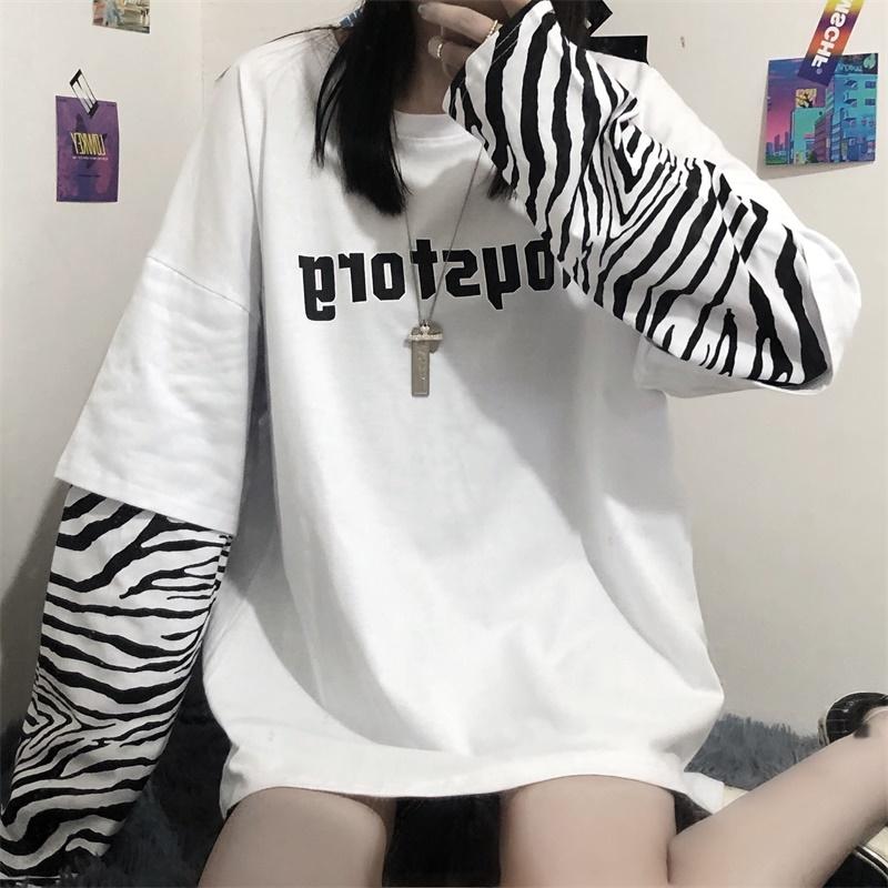 Women's T-Shirt Autumn Female Korean Style Vintage Zebra Print Stitching Top Loose Long-sleeved Women Fashion Tshirt StreetwearWomen's, Black
Women's T-Shirt Autumn Female Korean Style Vintage Zebra Print Stitching Top Loose Long-sleeved Women Fashion Tshirt StreetwearWomen's, Black