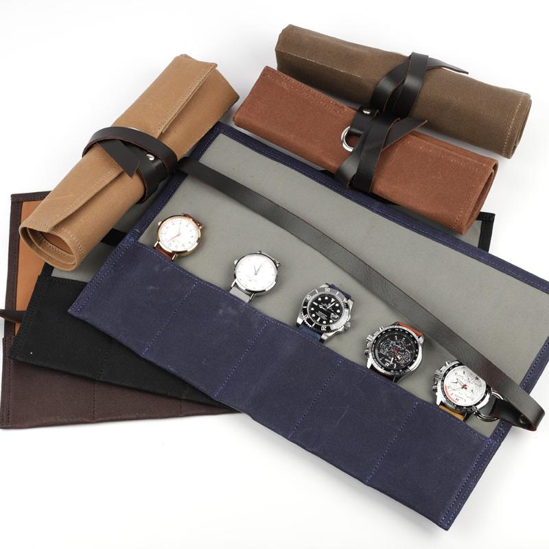 Watch Boxes & Cases Five Grid Wet Wax Canvas Box Collection Protection Handmade Stitching Bracelet Storage Bag Portable Travel Jewelry CaseW
Watch Boxes & Cases Five Grid Wet Wax Canvas Box Collection Protection Handmade Stitching Bracelet Storage Bag Portable Travel Jewelry CaseW