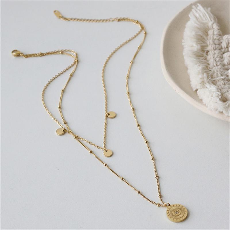 Pendant Necklaces Titanium Steel Plated 18k Gold Choker Necklace Sun For Woman Fashion Jewelry Party Luxury Double Layer Clavicle ChainPenda
Pendant Necklaces Titanium Steel Plated 18k Gold Choker Necklace Sun For Woman Fashion Jewelry Party Luxury Double Layer Clavicle ChainPenda