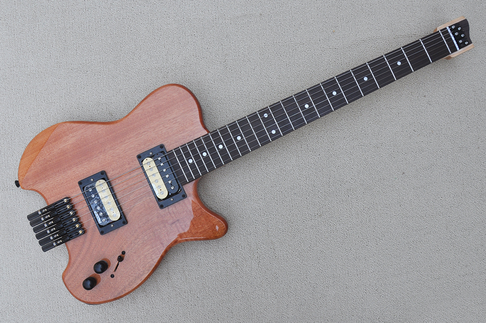 Factory Custom 6 strings Headless Electric Guitar with Mahogany body rosewood Fretboard Black Hardwares HH Pickups Can be Customized