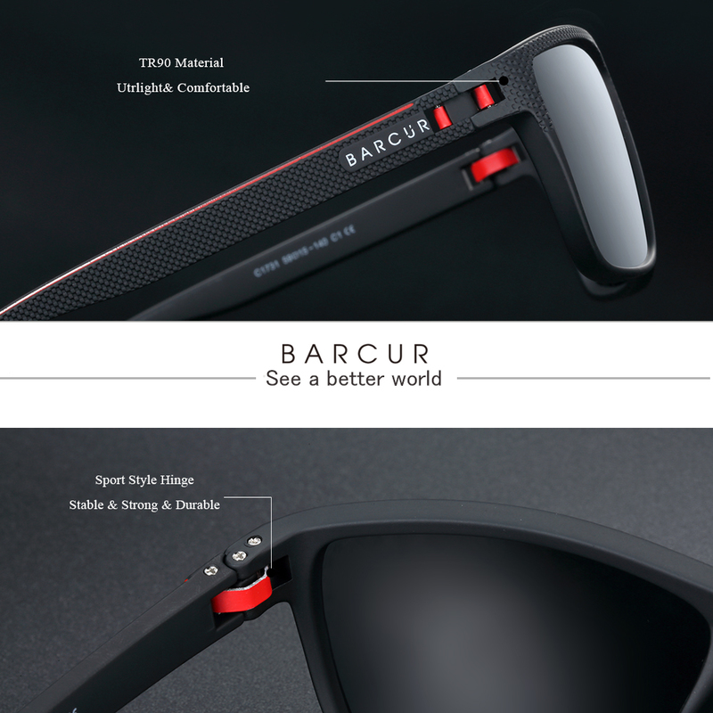 BARCUR Sports Sunglasses for Men Polarized FishingTravel TR90 Light Weight Sun Glasses Women Eyewear Accessory 220510