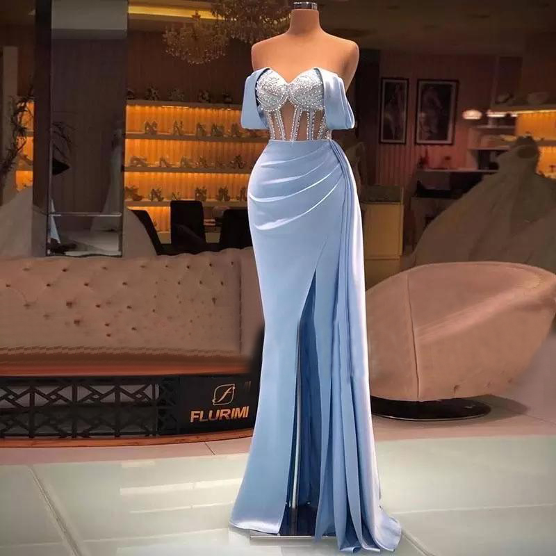 sexy fashion Pink Light Sky Blue Off Shoulder Mermaid Prom High Side Split Pearls Formal Evening Party Gowns For Women Satin Cocktail Dress Custom Made, Silver
sexy fashion Pink Light Sky Blue Off Shoulder Mermaid Prom High Side Split Pearls Formal Evening Party Gowns For Women Satin Cocktail Dress Custom Made, Silver