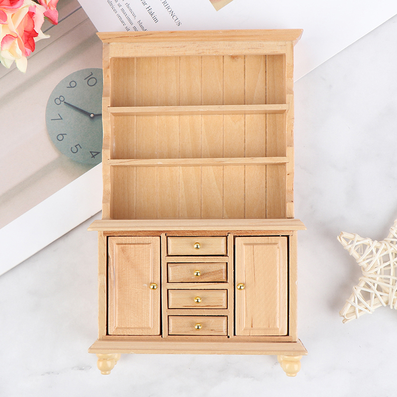 Miniature Wooden Chinese Classical Wardrobe Mini Cabinet Bedroom Furniture Kits Home Living For 1 12 Scale Dollhouse 220725