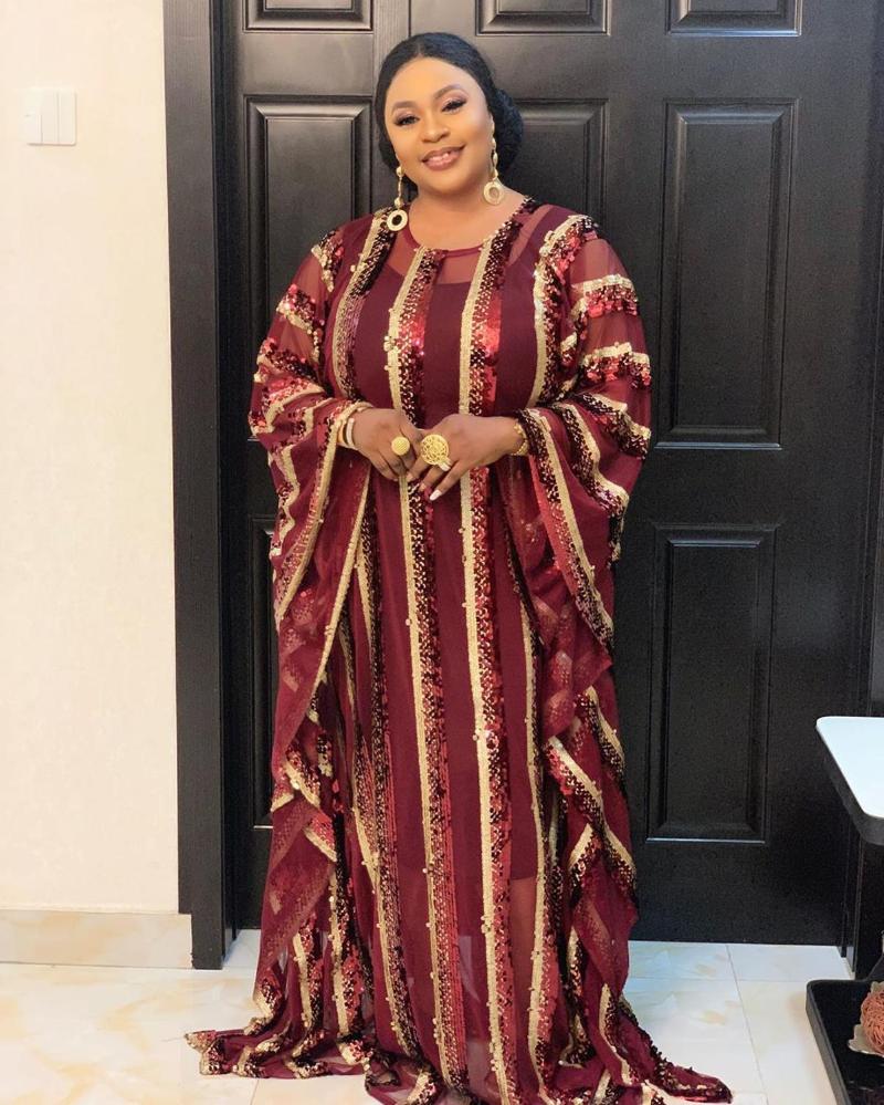 Dashiki Striped Abaya 2 Pieces Set Robe Long Muslim Dress Ethnic Clothing Plus Size African Dresses For Women Sequins Patchwork Africa Cloth