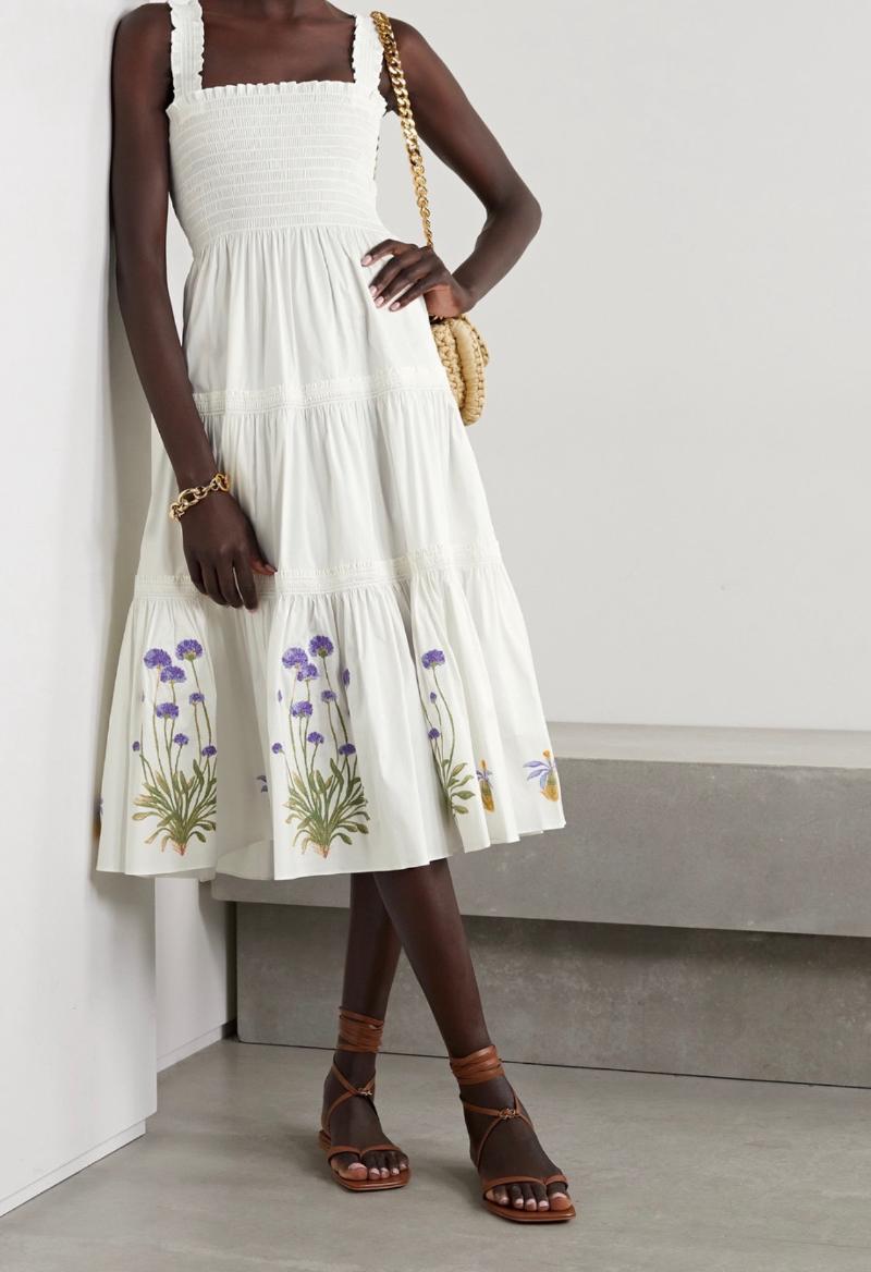 Casual Dresses Flowers Embroidered White Sling Midi Dress High Waist Fashion Pleated Suspender 2022
Casual Dresses Flowers Embroidered White Sling Midi Dress High Waist Fashion Pleated Suspender 2022