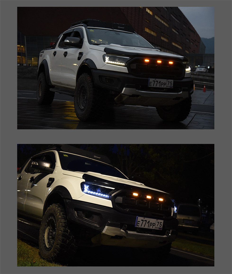 All LED Light For Ford Ranger LED Headlight 16-20 Everest T7 Car Parts Headlights Turn Signal High Beam Daily Lights