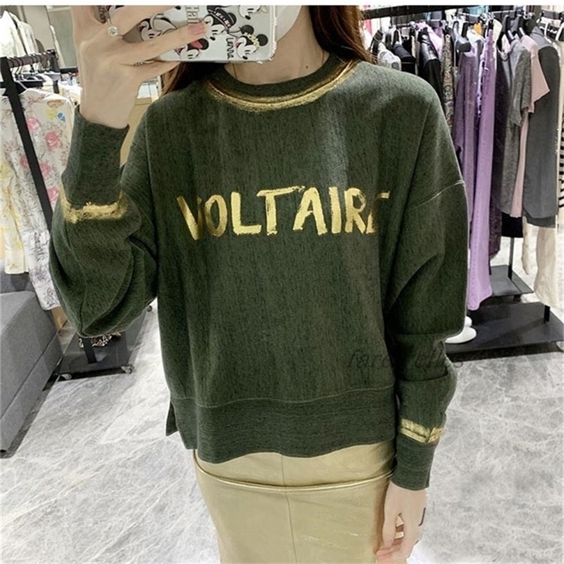 Women's Graffiti Letters Print Sweatshirts Loose Slit Long Sleeve O-neck Autumn Fashion Tops Female Pullover 201208