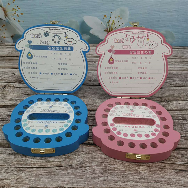 Wooden Baby Tooth Box English /Spanish /Portuguese Milk Teeth Umbilical Organizer Storage Boys Girls Souvenir Case Baby Gifts GC1323
