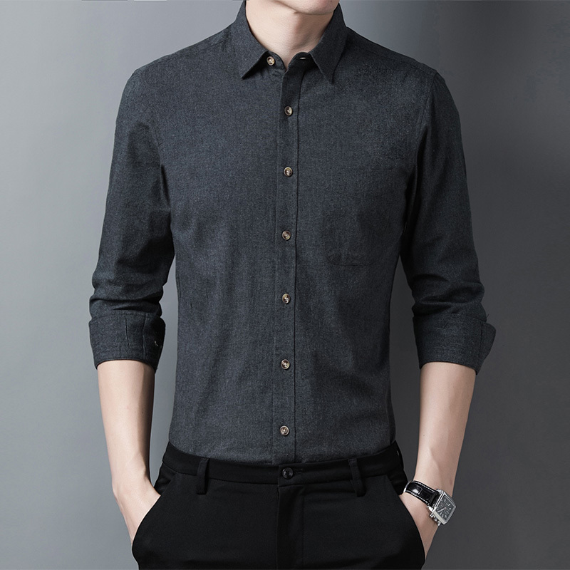 spring and autumn solid color long-sleeved shirt men's clothing business casual shirts zde1766 220330