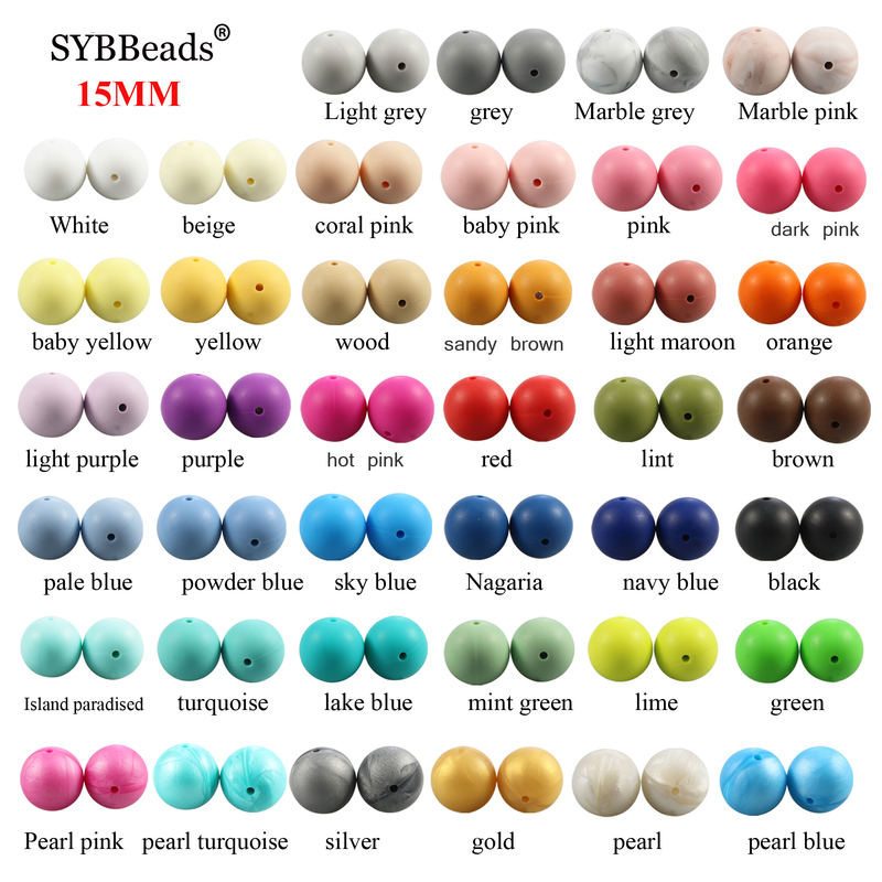 100pc 15mm Loose Silicone Beads for Teething Necklace baby Beads For chew Teether BPA free Loose Beads teether 220507
