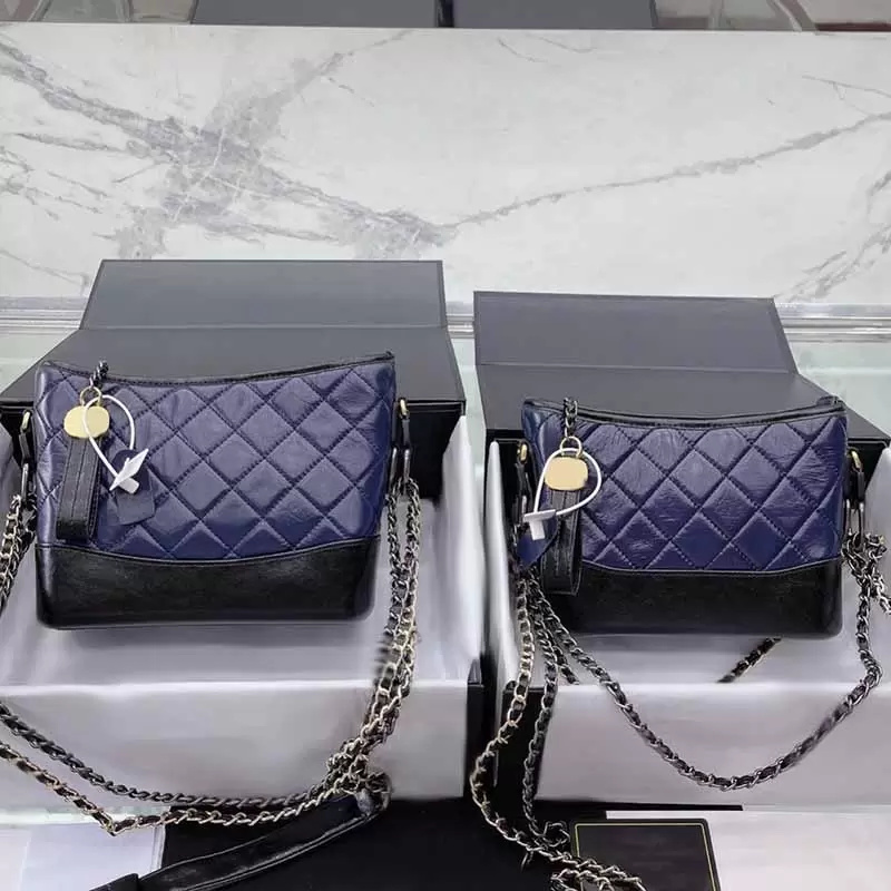 Designer Ladies Shoulder Bag Denim Contrast Color Stitching Classic Handbag Double Chain Handbags Vintage Luxury Messenger Crossbody Bag Tote Bags Women 23*34
