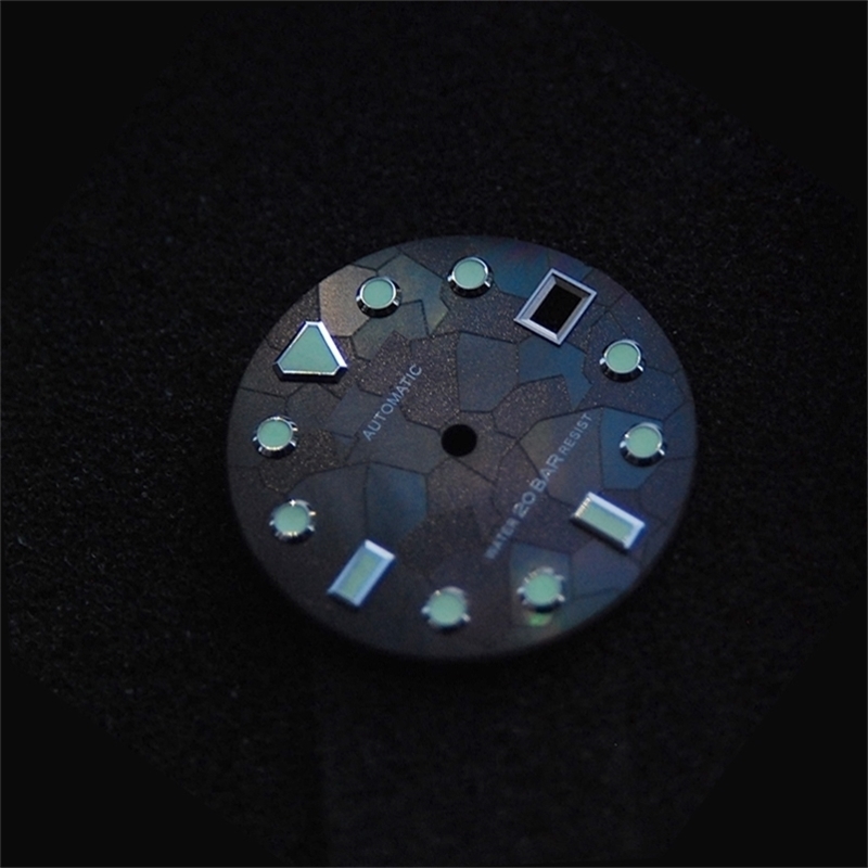 Green Luminous Dial modified accessories balck MOP dial shell Splicing for NH35 NH36 7s26 SKX007 28 5MM 220624