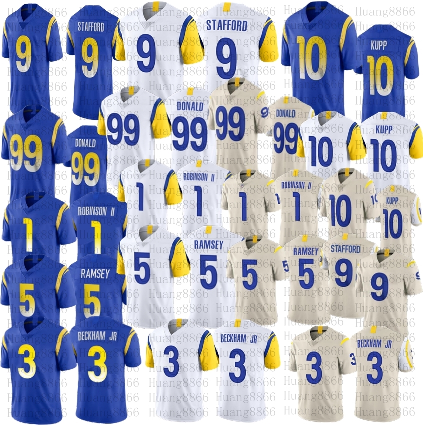 Men 9 Matthew Stafford football jersys 1 Allen Robinson II 3 Odell Beckham Jr 99 Aaron Donald jerseys 10 Cooper Kupp 5 Jalen Ramsey white blue jersey, Beige
Men 9 Matthew Stafford football jersys 1 Allen Robinson II 3 Odell Beckham Jr 99 Aaron Donald jerseys 10 Cooper Kupp 5 Jalen Ramsey white blue jersey, Beige