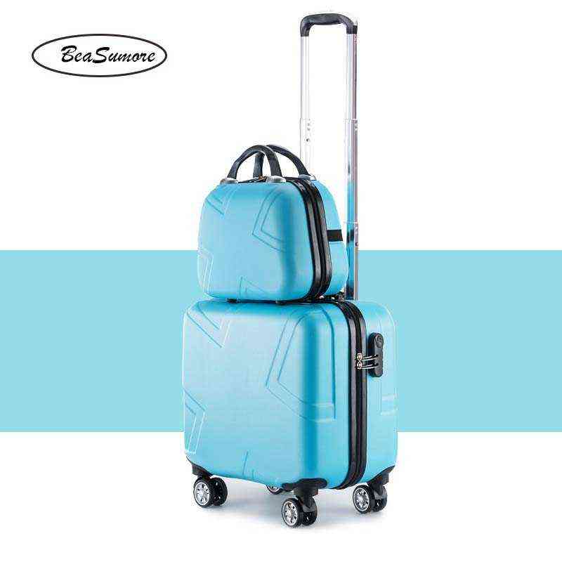 Beasumore Inch Korean Rolling Luggage Sets Spinner Women Suitcase Wheels Students Password Travel Bag Cabin Trolley J220707