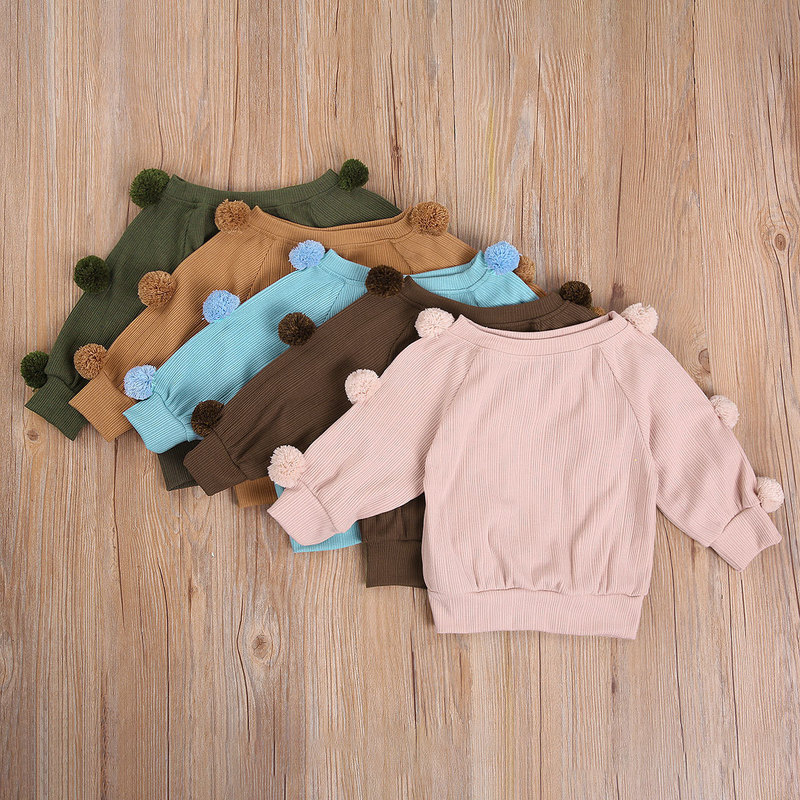 Autumn Winter Kids Baby Girl Long Sleeve Ball Knitting Sweater Tops A-line Button Skirt 2PCS Girls Clothing Set 220326