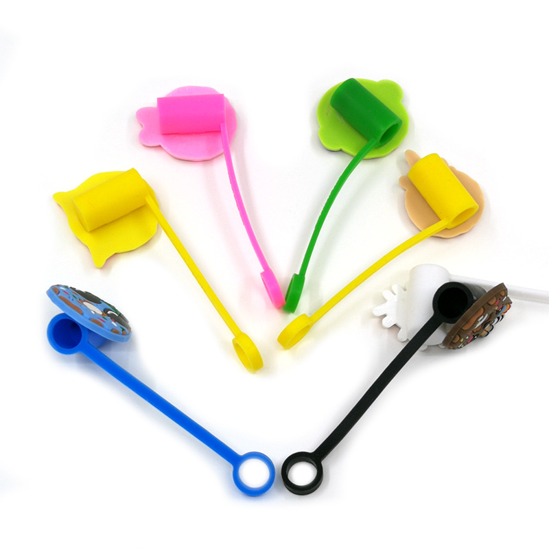 Custom Donut pattern soft silicone straw toppers accessories charms Reusable Splash Proof drinking dust plug decorative 8mm straw 8384189