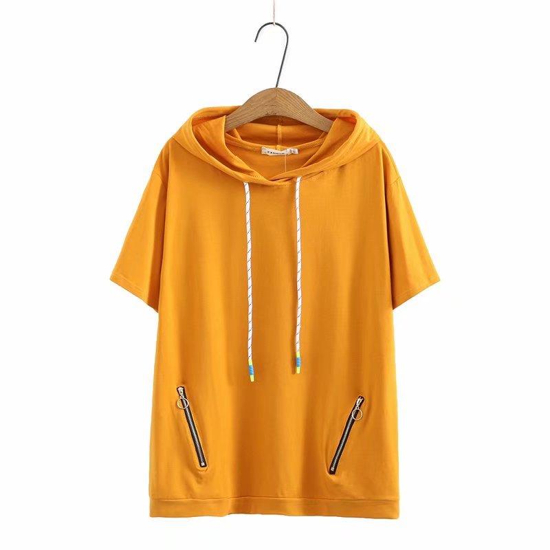 Women's Plus Size T-Shirt Cotton Zipper Hooded Short Sleeve Loose Tshirt 2022 Summer Casual Black White Yellow Ladies T Shirts Female Top
Women's Plus Size T-Shirt Cotton Zipper Hooded Short Sleeve Loose Tshirt 2022 Summer Casual Black White Yellow Ladies T Shirts Female Top