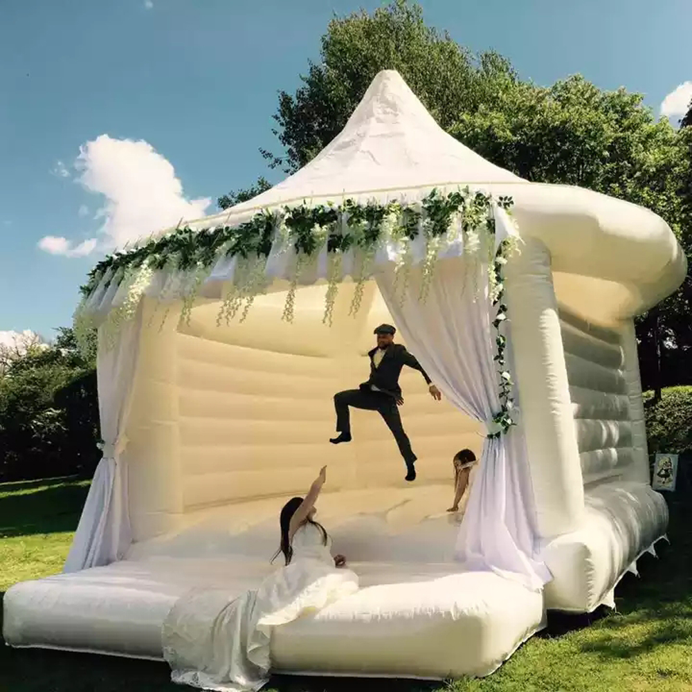 Commercial inflatable wedding bounce house inflatables white bouncy caslte jumping bouncer moonwalks for party decoration