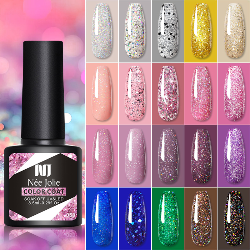 8.5ml Glitter UV Gel Nail Polish 100 Colors Spring Summer Color Varnishes Sequins Soak Off Hybrid Lacquers Varnish Colorful Nails DIY Art Decoration - view 6