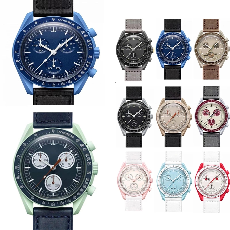 Hot fashion waterproof couple moon watch men's and women's top chronograph quartz watch three-pin high-quality clocks not multifunctional