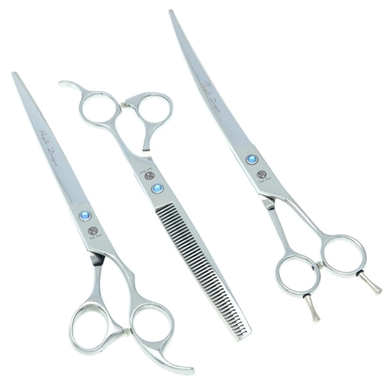 7.0" Japan 440C Professional Pet Grooming Scissors Dog Shears Big Straight &Thinning&Curved Hair Clipper B0013B 220317