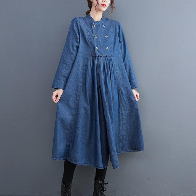 Arrival Korea Style Street Fashion Denim Autumn Dress Vintage Loose Office Lady Work Women Casual Spring, As picture
Arrival Korea Style Street Fashion Denim Autumn Dress Vintage Loose Office Lady Work Women Casual Spring, As picture