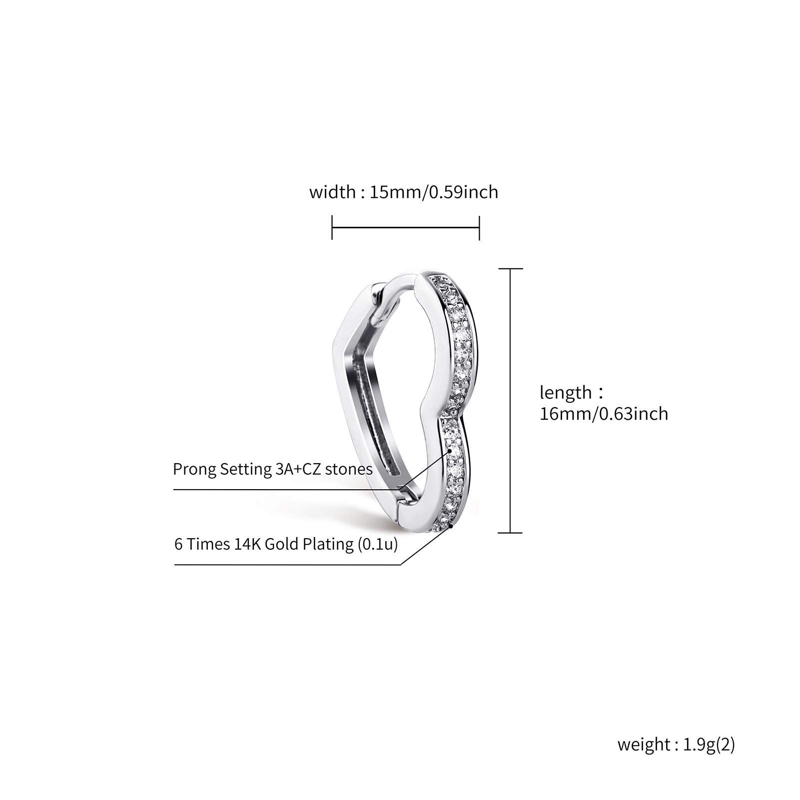 18K Real Gold Hoop Cross Heart Dangle Huggie Earrings for Men Women Iced Out Pentagram Fine Quality Bling Cubic Zirconia Hip Hop Diamond Stud Earring 