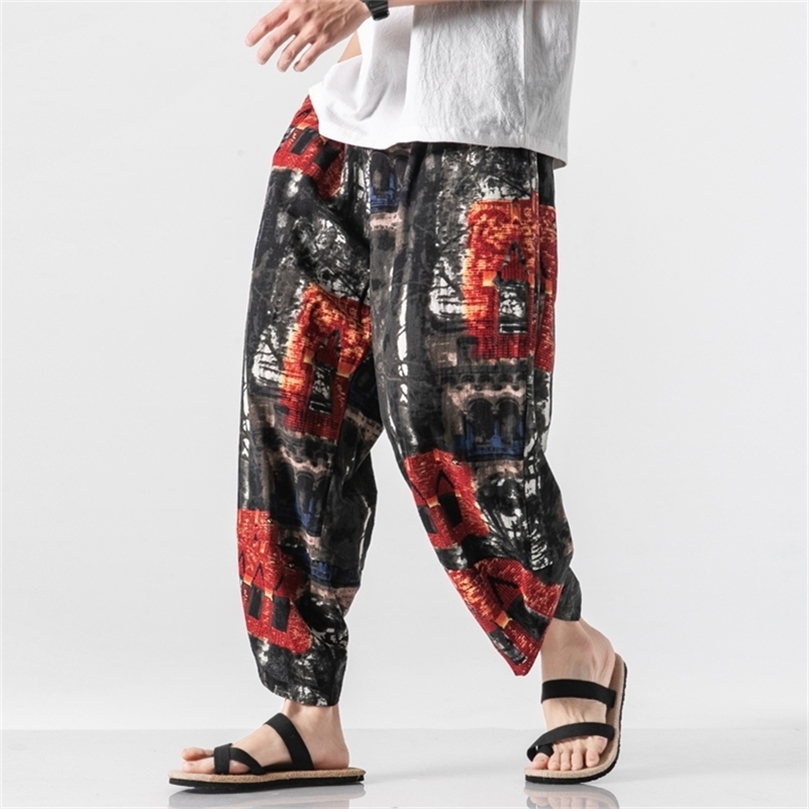 Hip Hop Harem pants Mens Spring Summer Chinese Style Joggers Pants Men Sweatpant Stitching color Casual Trousers Harem pants men 201203