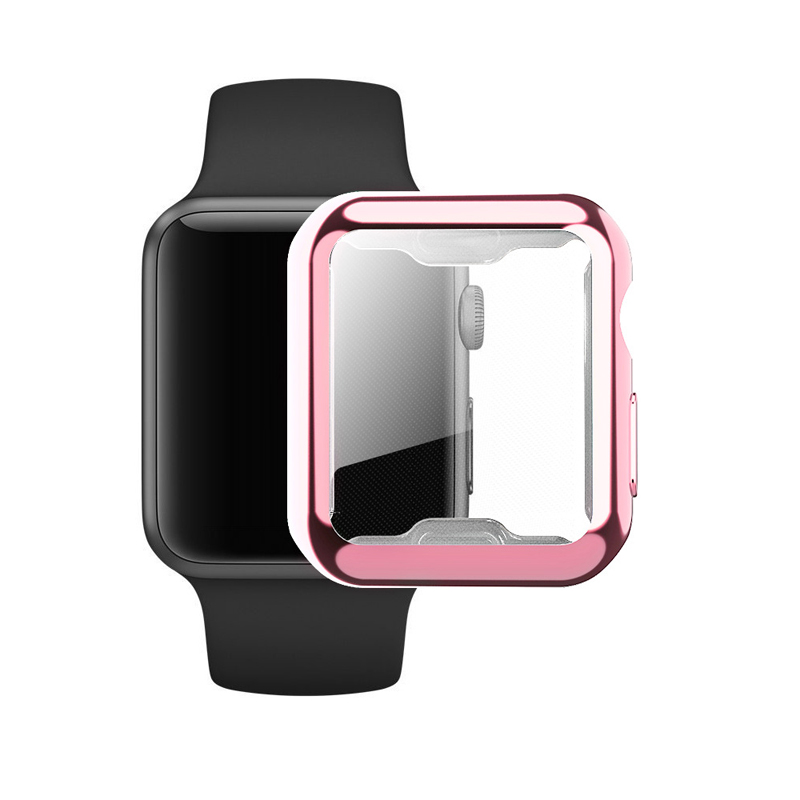 360 Full Protection Soft TPU Cases Front Screen Protector Electroplated Plating Protective Cover For Apple Watch iWatch series 7 6 5 4 3 2 41mm 45mm 4