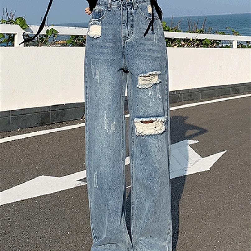 Syiwidii Jeans for Women Y2k Baggy Wide Leg Jeans Ripped Boyfriend High Waisted Distressed Jeans Streetwear Vintage Denim Pants 220815