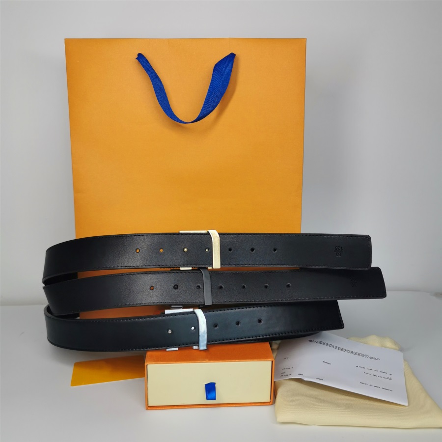 Belts For Jeans Luxury Designer Men Women Smooth Buckle Fashion Letters Plaid Print Golden Belt Party Favors With Box Size 100-125CM Width 3.8cm