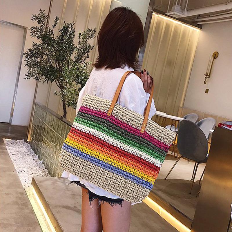 Evening Bags Bag Female Women Rainbow Color Beach Handbag Rattan Woven Handmade Knitted Straw Large Capacity Tote Shoulder Bolsa Feminina, Multicolor
Evening Bags Bag Female Women Rainbow Color Beach Handbag Rattan Woven Handmade Knitted Straw Large Capacity Tote Shoulder Bolsa Feminina, Multicolor