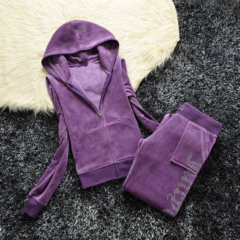 Velvet Velour Women's Track Suit: Fashionable Summer Sewing Suit with Hoodies Pants - Ideal for Casual Sports and Loungewear C260312