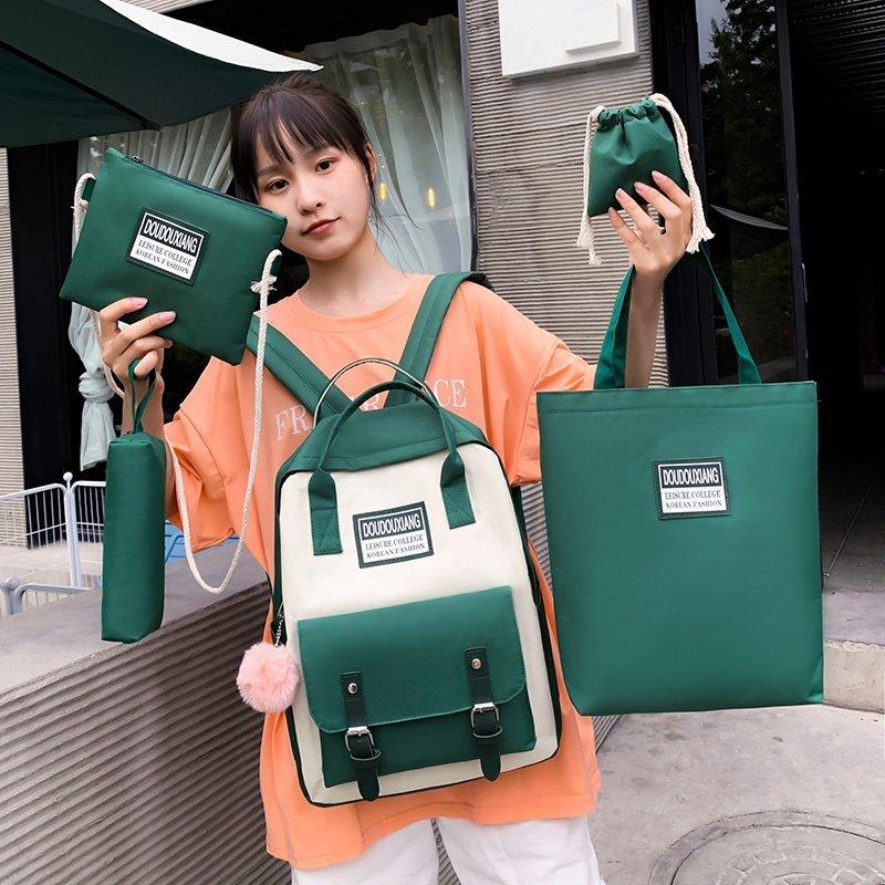 School Bags 5 Pcs Sets Backpacks Canvas For Teenager Girl Women Backpack Harajuku Style Shoulder Mochilas, Green
School Bags 5 Pcs Sets Backpacks Canvas For Teenager Girl Women Backpack Harajuku Style Shoulder Mochilas, Green