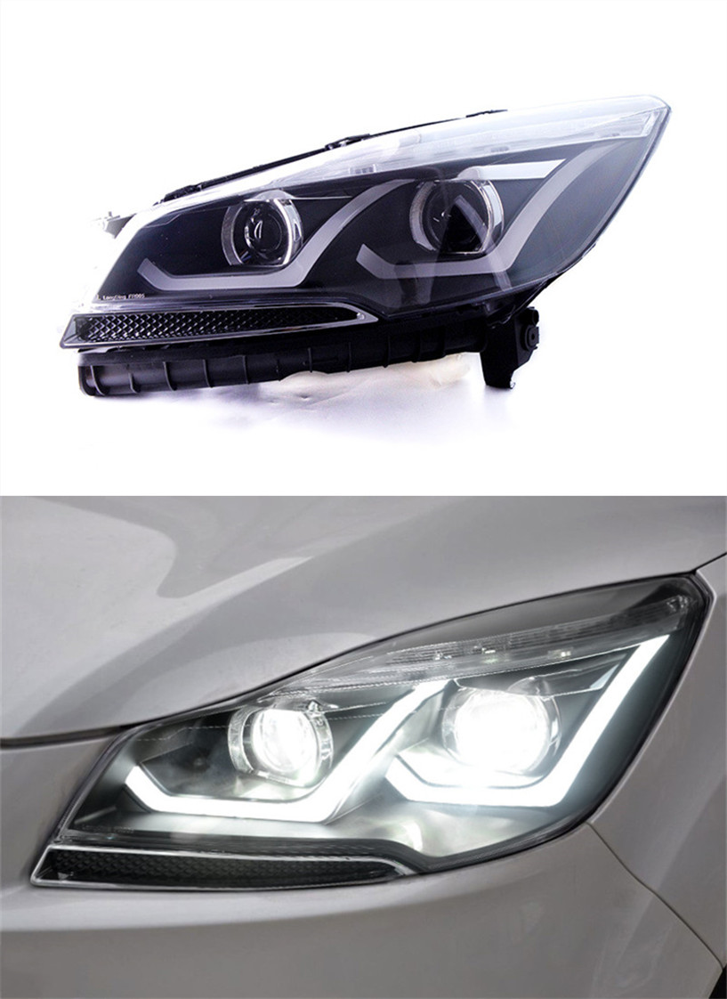 Full LED Headlights For Ford Kuga Escape 2013-16 Head Light High Beam Angel Eye Daytime Running Lights Xenon Bulb Turn Signal Lamp